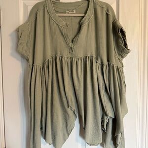 Flowy Green Tunic Top Free People
